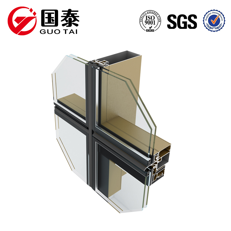 profilo in alluminio estruso di alluminio per facciate continue in vetro per porte in legno
